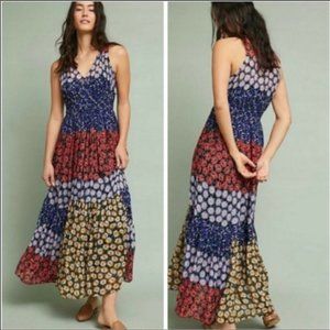 Meadow Rue by Anthropologie patchwork floral print maxi dress